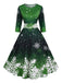 Robe cintrée à manches mi-longues et imprimé flocons de neige Années 1950 - 3