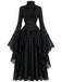 Robe médiévale en dentelle à col haut et manches évasées Années 1940 - 3