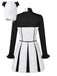Robe noire et blanche de clown effrayant pour Halloween avec coiffe Années 1960 - 3
