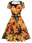 Robe col reine à lacets pour Halloween des années 1950
