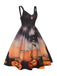 Robe trapèze citrouille d'Halloween noire des années 1950