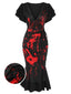 Robe queue de poisson noire à empreinte de sang des années 1930