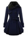 Manteau en hiver cintré à col en fourrure Noir de Noël Chic