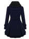 Manteau en hiver cintré à col en fourrure Noir de Noël Chic