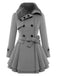 Manteau en hiver cintré à col en fourrure Noir de Noël Chic