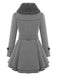 Manteau en hiver cintré à col en fourrure Noir de Noël Chic