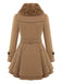 Manteau en hiver cintré à col en fourrure Noir de Noël Chic
