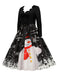 Robe trapèze patchwork col en V des années 1950 avec ruban
