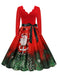 Robe trapèze patchwork col en V des années 1950 avec ruban