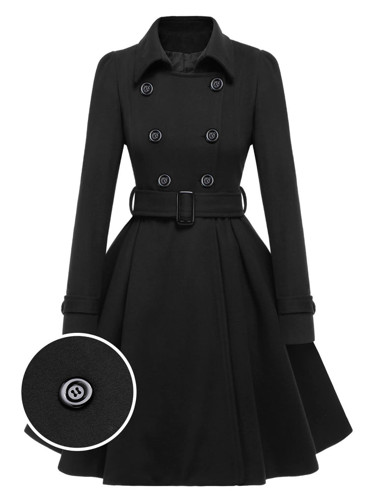 [Prévente] Manteau slim à revers couleur unie des années 1950
