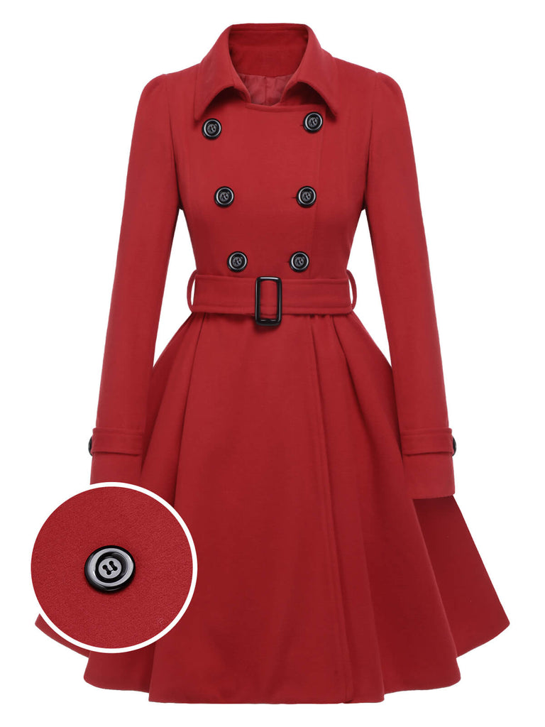 [Prévente] Manteau slim à revers couleur unie des années 1950