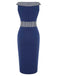 Robe bleu foncé à rayures boutonnées des années 1960
