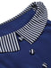 Robe bleu foncé à rayures boutonnées des années 1960