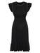 Robe sirène noire à manches volantées des années 1930