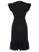 Robe sirène noire à manches volantées des années 1930