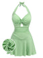 Maillot de bain une pièce vert clair à carreaux des années 1930
