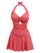 Maillot de bain une pièce rouge à carreaux des années 1930