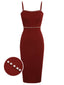 Robe rouge à bretelles tricotées en perles solides des années 1960