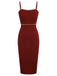 Robe rouge à bretelles tricotées en perles solides des années 1960