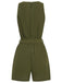 Combishort patchwork à col en V et dentelle vert armée des années 1950