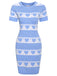 Robe tricotée à manches courtes cœurs des années 1960