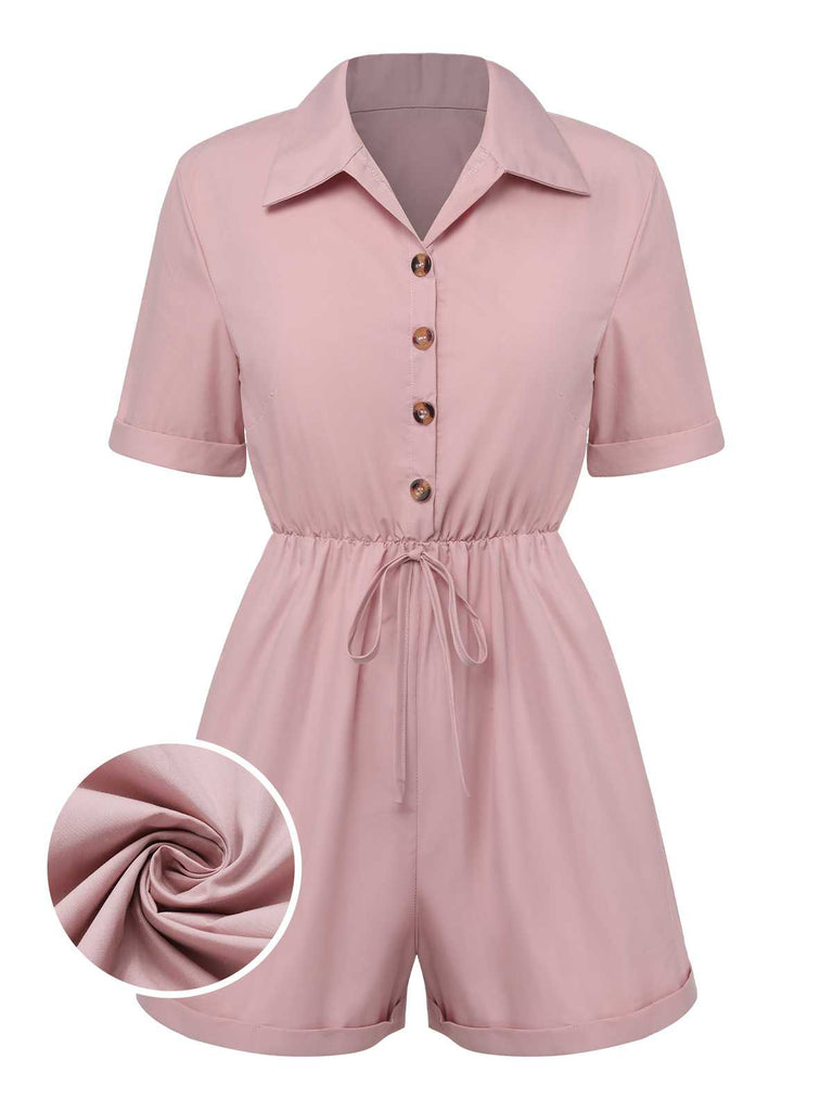 Combishort unie à lacets et col chemise des années 1950