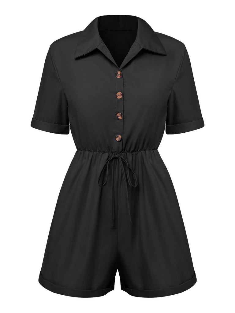 Combishort unie à lacets et col chemise des années 1950