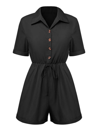 Combishort unie à lacets et col chemise des années 1950