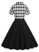 Robe ceinturée contrastée à revers des années 1950