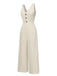 Combinaison boutonnée unie avec nœud beige années 1930