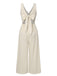Combinaison boutonnée unie avec nœud beige années 1930