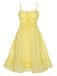 Robe jaune à bretelles spaghetti et ourlet à volants des années 40