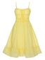 Robe jaune à bretelles spaghetti et ourlet à volants des années 40