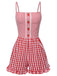 Combishort à bretelles à carreaux rouges années 1950