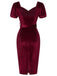 Robe crayon velours avec ceinture unie rouge vin des années 1960
