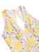 Robe rose à col en V et motif fleurs des années 1950