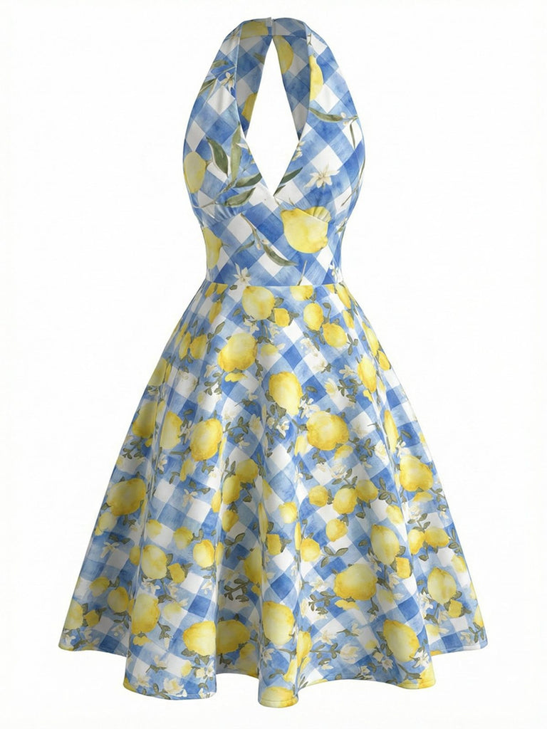 Robe rose à col en V et motif fleurs des années 1950