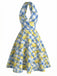 Robe rose à col en V et motif fleurs des années 1950