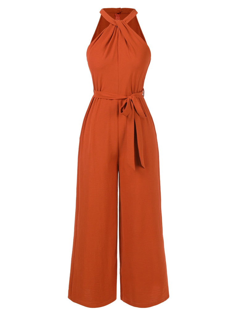 Combinaison torsadée unie orange rouge années 1930