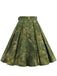Jupe trapèze fleurie verte avec ceinture des années 1950
