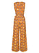Combinaison sans manches à col en V et ceinture florale des années 1970