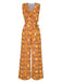 Combinaison sans manches à col en V et ceinture florale des années 1970