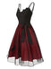 Robe en maille noire et rouge chauve-souris des années 1950