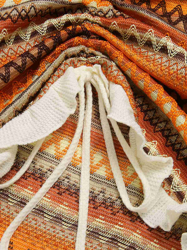 Robe bohème à bretelles tricot cordon serrage années 1960