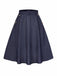 Jupe boutonnée bleue unie des années 40 avec ceinture