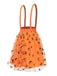 Jupe à bretelles en maille orange à motif citrouille des années 40