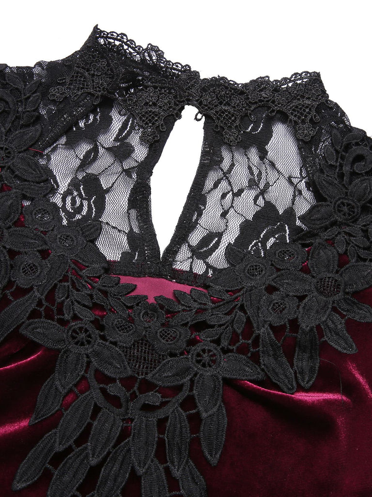 Robe sirène manches longues en dentelle des années 1930