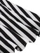 Robe dos nu à rayures verticales noire des années 1950