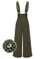 Pantalon salopette boutonné à carreaux Glen vert des années 40