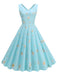 Robe sans manches à imprimé marguerites et fraises des années 1950